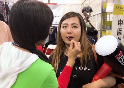 Customers trying the lip mask